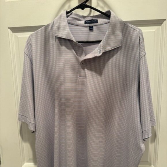 Men's XXL Peter Millar Crown Crafted Striped Polo Light Blue Pink - Picture 2 of 2